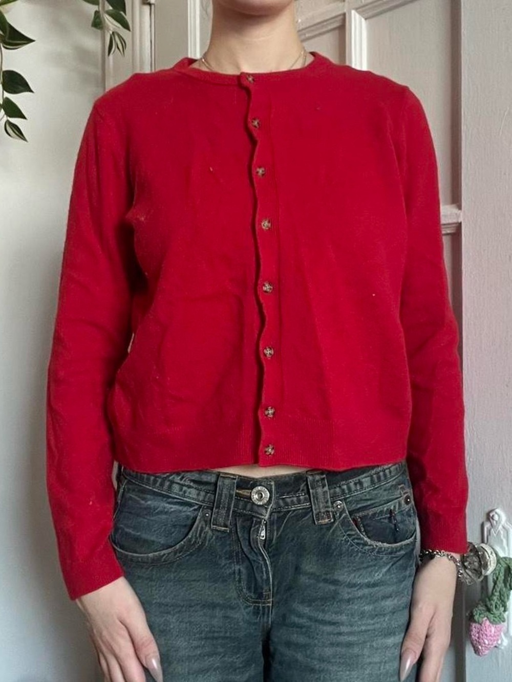 Gap Red Button Up Cardigan